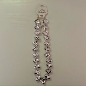 Chunky Silver Hearts Beaded Fashion Necklace